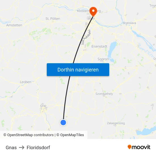 Gnas to Floridsdorf map