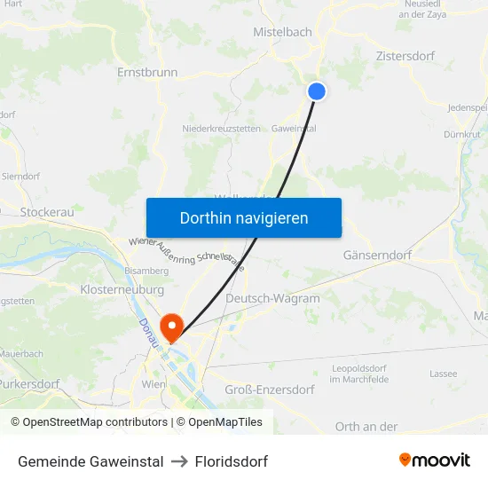 Gemeinde Gaweinstal to Floridsdorf map