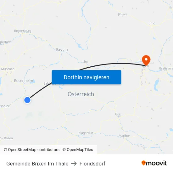 Gemeinde Brixen Im Thale to Floridsdorf map