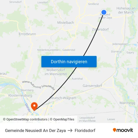 Gemeinde Neusiedl An Der Zaya to Floridsdorf map
