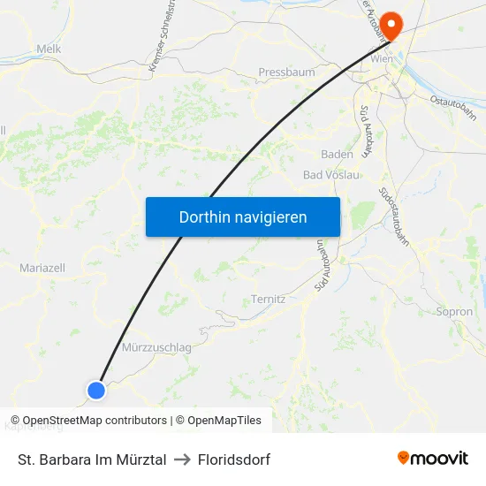 St. Barbara Im Mürztal to Floridsdorf map