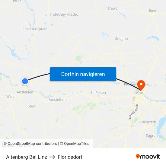 Altenberg Bei Linz to Floridsdorf map