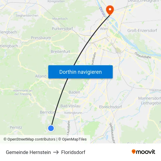 Gemeinde Hernstein to Floridsdorf map