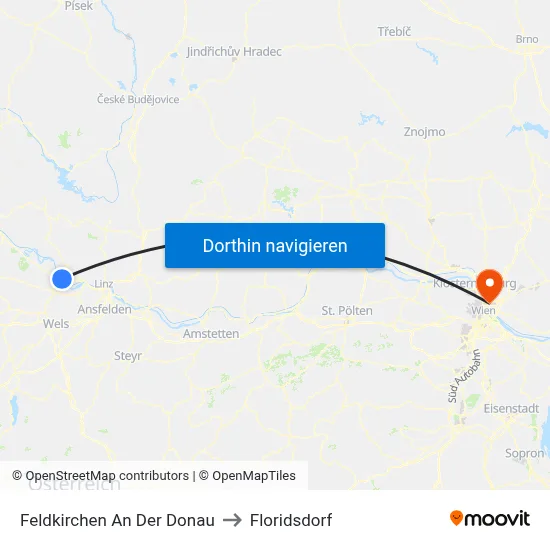 Feldkirchen An Der Donau to Floridsdorf map
