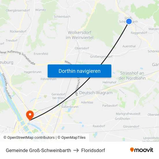 Gemeinde Groß-Schweinbarth to Floridsdorf map