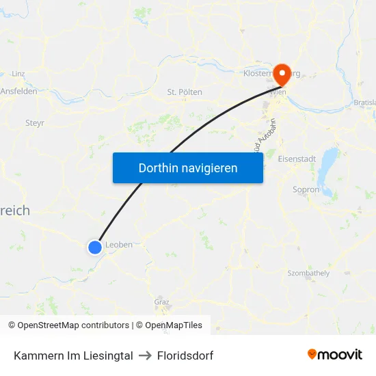 Kammern Im Liesingtal to Floridsdorf map