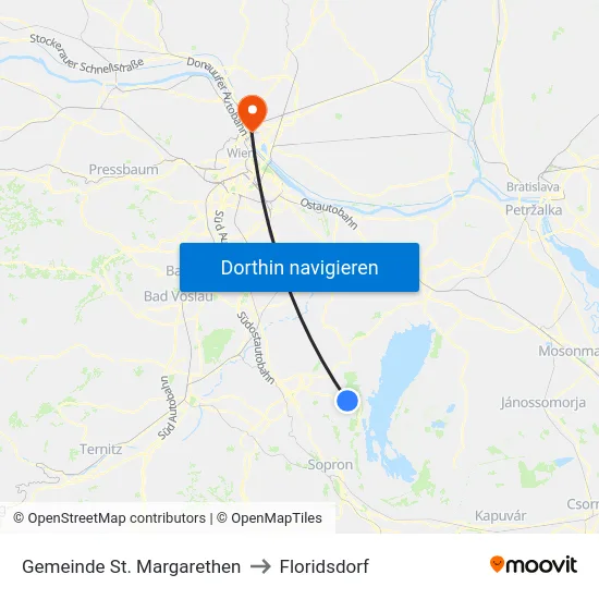 Gemeinde St. Margarethen to Floridsdorf map