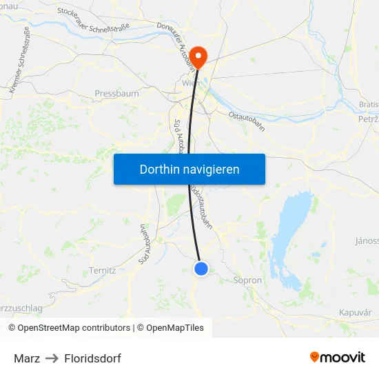 Marz to Floridsdorf map