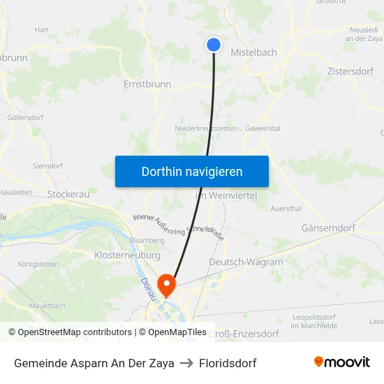 Gemeinde Asparn An Der Zaya to Floridsdorf map