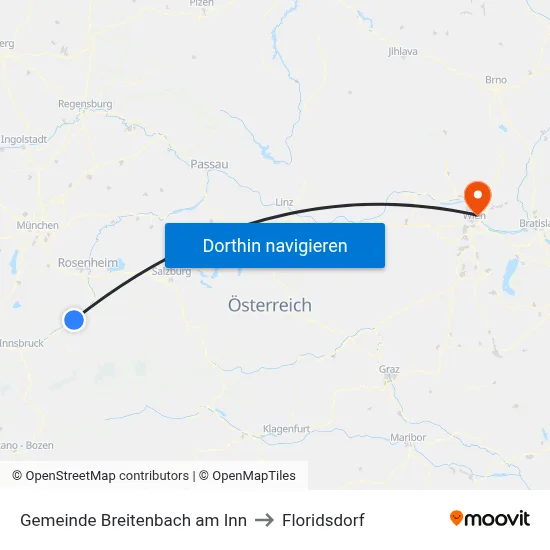 Gemeinde Breitenbach am Inn to Floridsdorf map