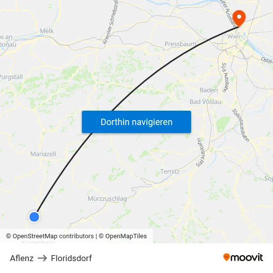Aflenz to Floridsdorf map