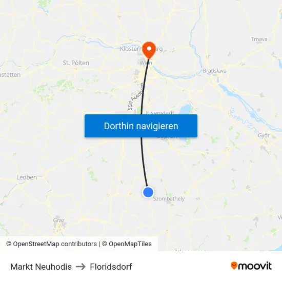 Markt Neuhodis to Floridsdorf map
