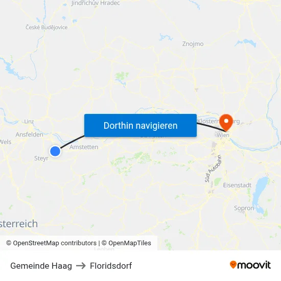 Gemeinde Haag to Floridsdorf map