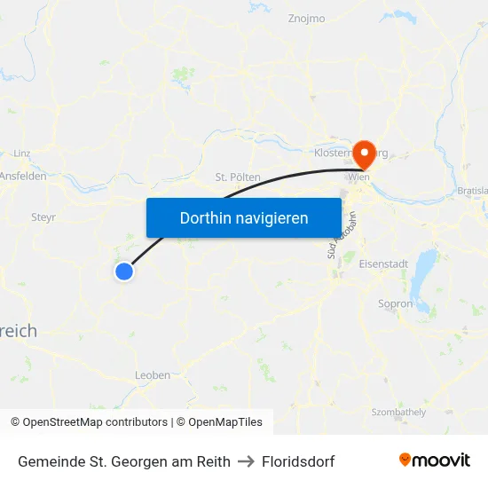 Gemeinde St. Georgen am Reith to Floridsdorf map