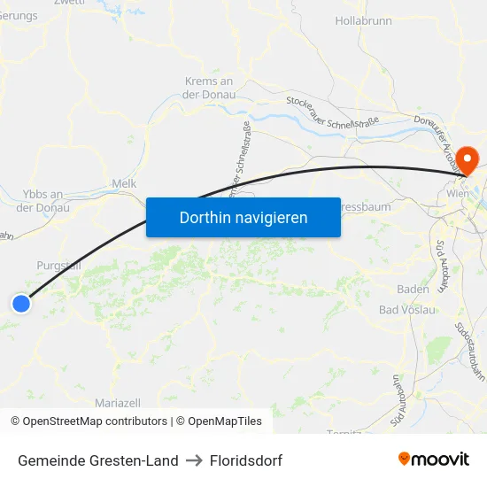 Gemeinde Gresten-Land to Floridsdorf map