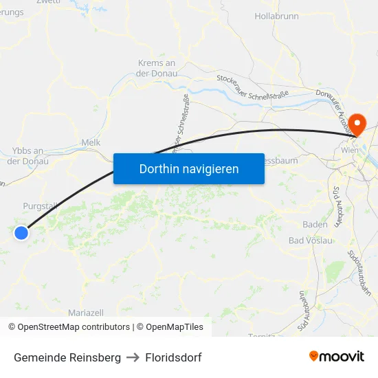 Gemeinde Reinsberg to Floridsdorf map