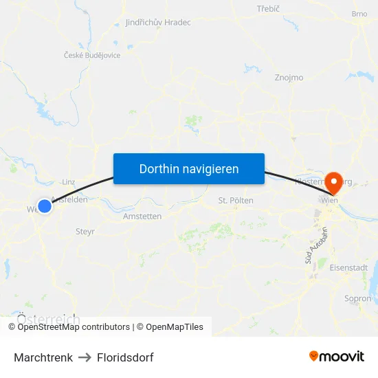 Marchtrenk to Floridsdorf map