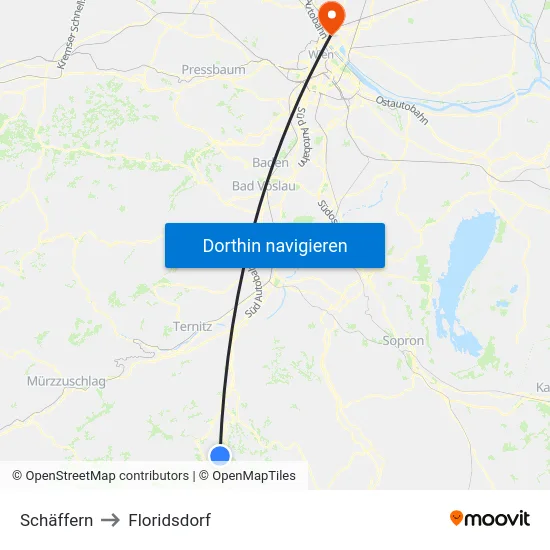 Schäffern to Floridsdorf map