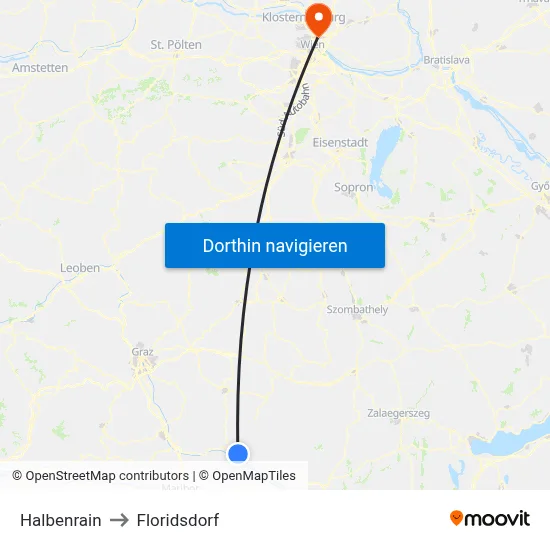 Halbenrain to Floridsdorf map
