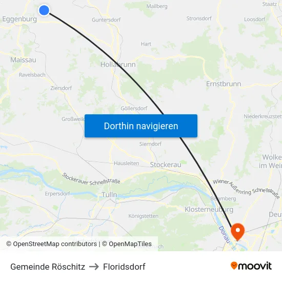 Gemeinde Röschitz to Floridsdorf map