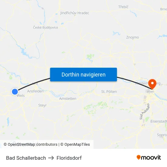 Bad Schallerbach to Floridsdorf map