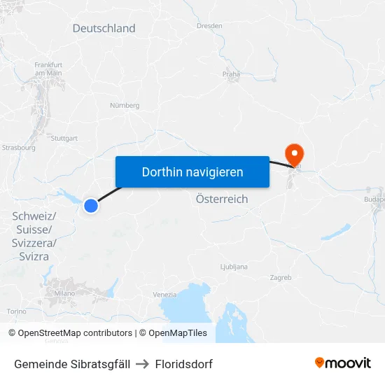 Gemeinde Sibratsgfäll to Floridsdorf map