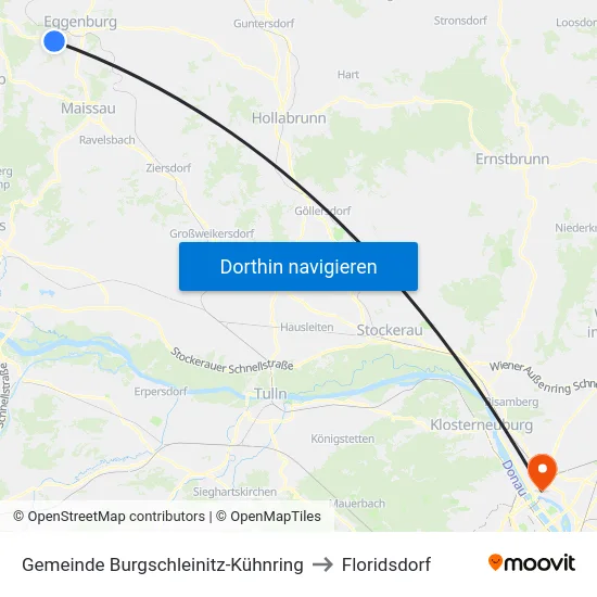 Gemeinde Burgschleinitz-Kühnring to Floridsdorf map