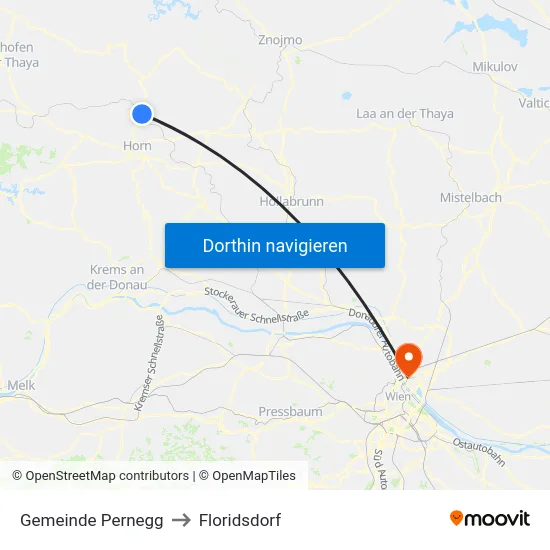 Gemeinde Pernegg to Floridsdorf map