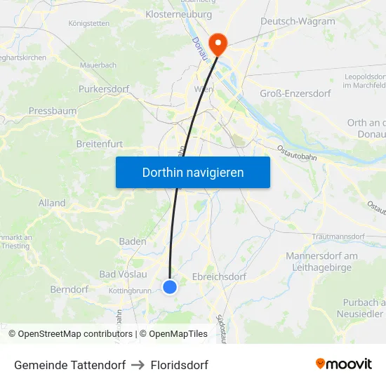 Gemeinde Tattendorf to Floridsdorf map