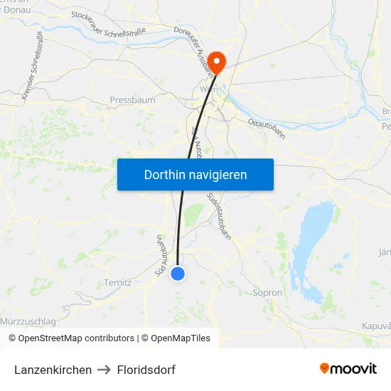 Lanzenkirchen to Floridsdorf map