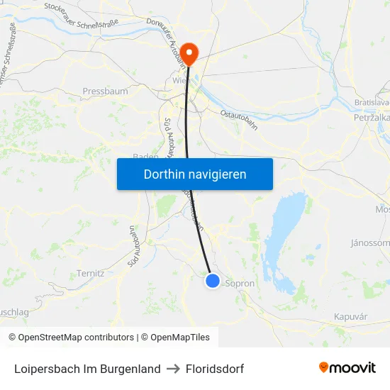 Loipersbach Im Burgenland to Floridsdorf map