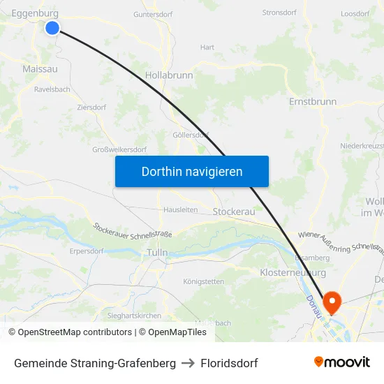 Gemeinde Straning-Grafenberg to Floridsdorf map