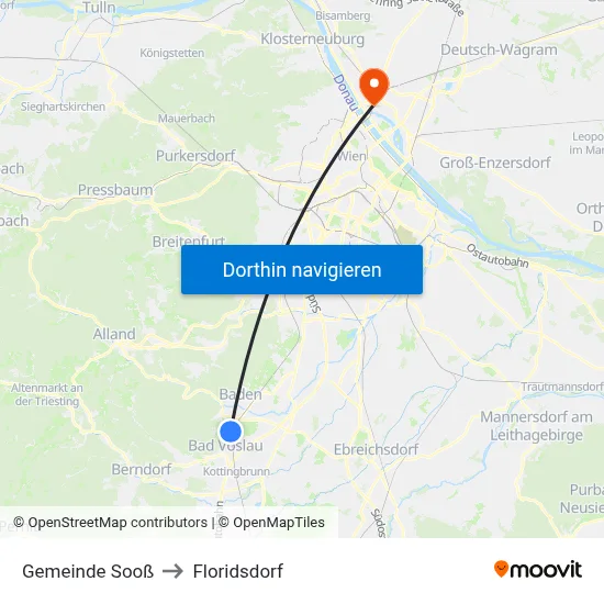 Gemeinde Sooß to Floridsdorf map