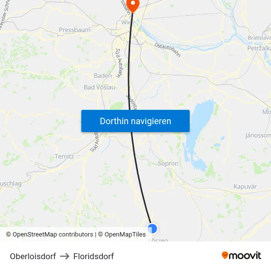 Oberloisdorf to Floridsdorf map