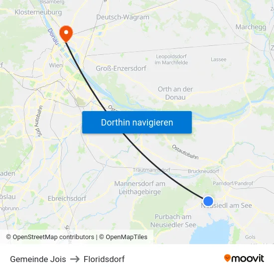 Gemeinde Jois to Floridsdorf map