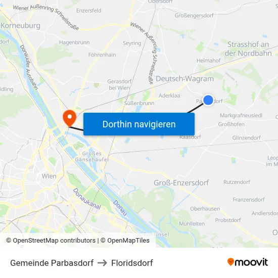 Gemeinde Parbasdorf to Floridsdorf map