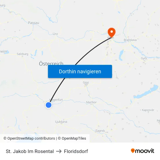 St. Jakob Im Rosental to Floridsdorf map