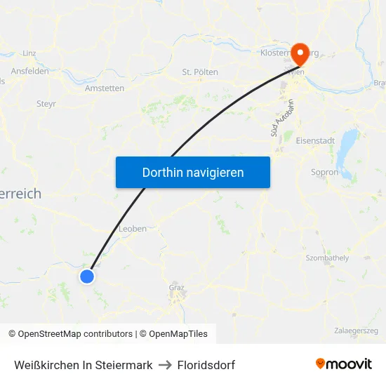 Weißkirchen In Steiermark to Floridsdorf map