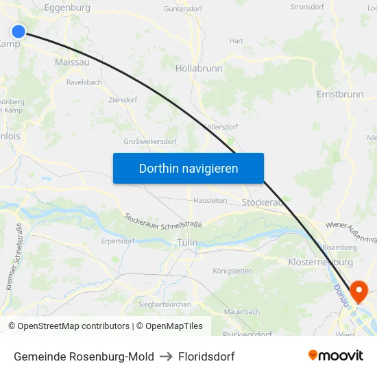 Gemeinde Rosenburg-Mold to Floridsdorf map