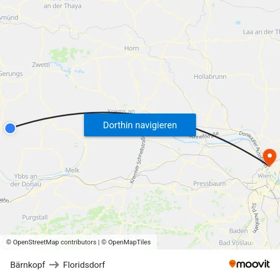 Bärnkopf to Floridsdorf map