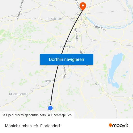 Mönichkirchen to Floridsdorf map