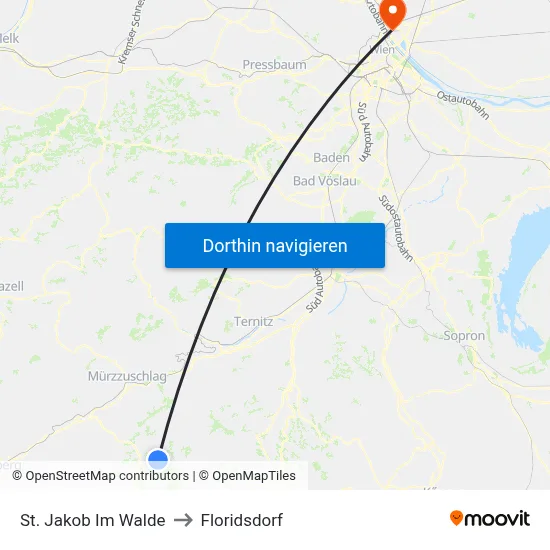 St. Jakob Im Walde to Floridsdorf map