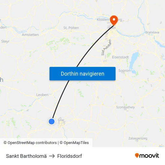 Sankt Bartholomä to Floridsdorf map