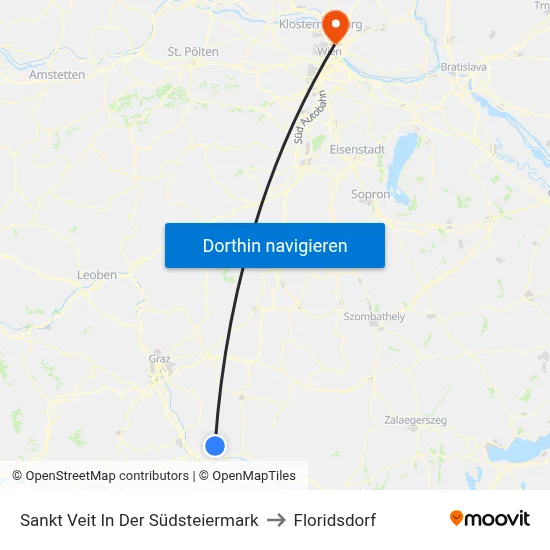 Sankt Veit In Der Südsteiermark to Floridsdorf map