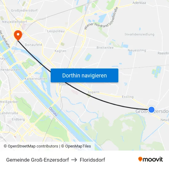 Gemeinde Groß-Enzersdorf to Floridsdorf map