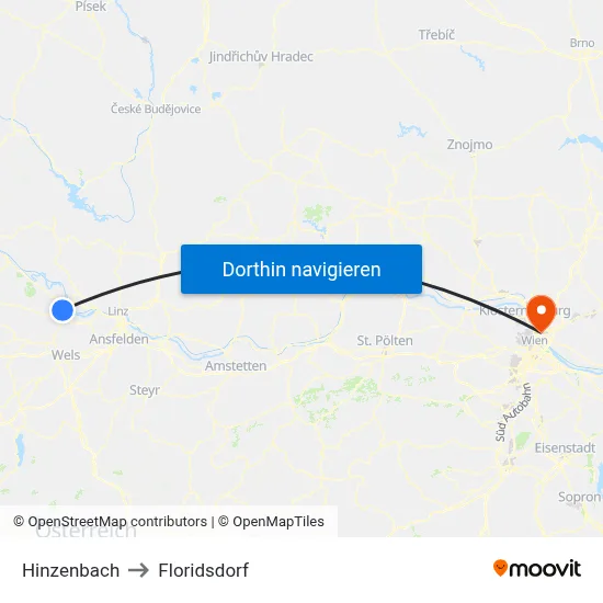 Hinzenbach to Floridsdorf map