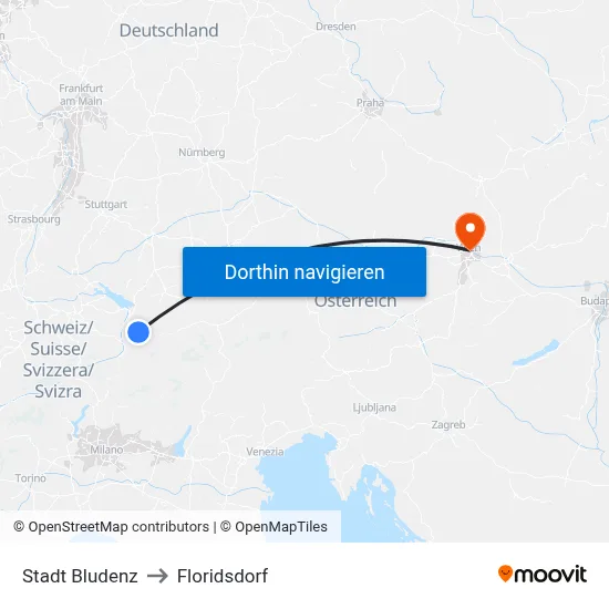 Stadt Bludenz to Floridsdorf map
