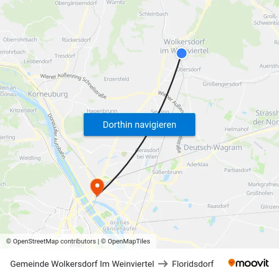 Gemeinde Wolkersdorf Im Weinviertel to Floridsdorf map