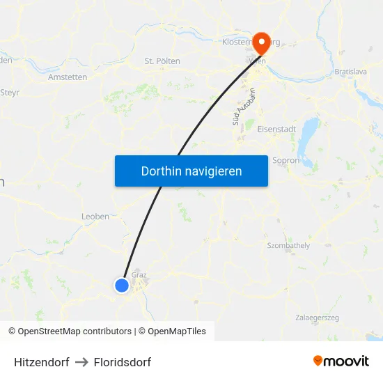 Hitzendorf to Floridsdorf map