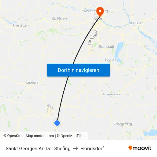 Sankt Georgen An Der Stiefing to Floridsdorf map